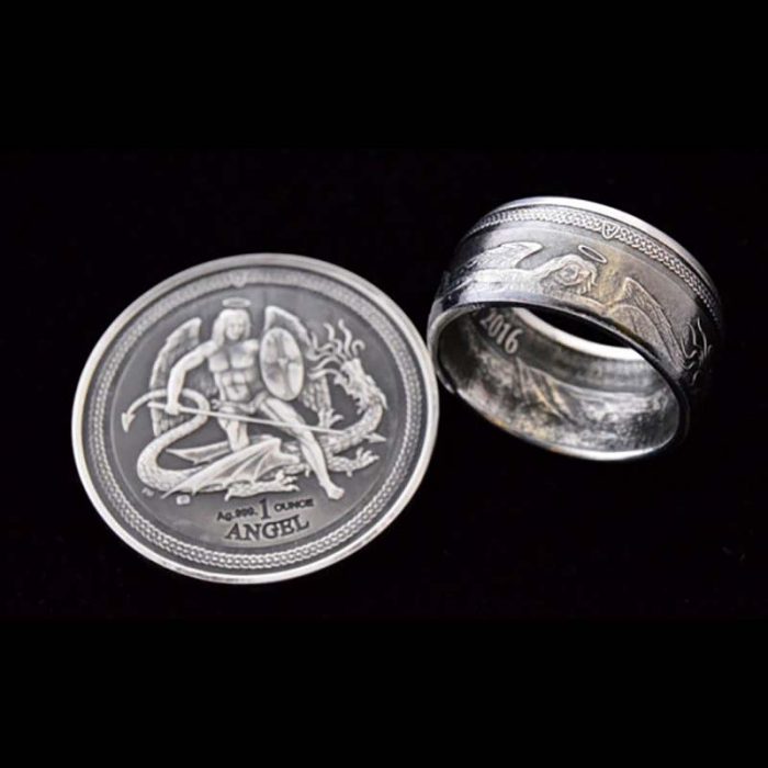 2016 Silver Isle of Man Angel Coin Ring - Jason's Works