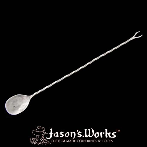 Hand Forged Sterling Silver Cocktail Stirrer Spoon With Forked End