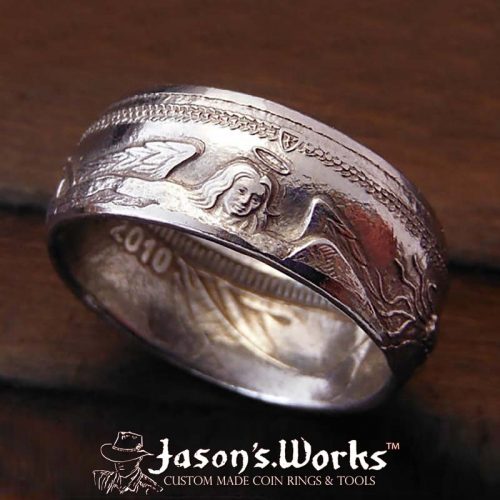 Platinum Coin Ring: Custom coin ring from Jason's Works made with the highest quality coin ring making tools available in the USA.