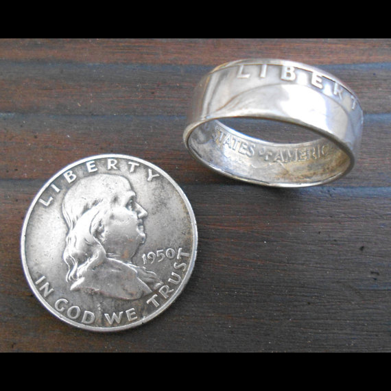 Silver USA Coin Ring Ben Franklin - Jason's Works - Custom Coin Rings Online
