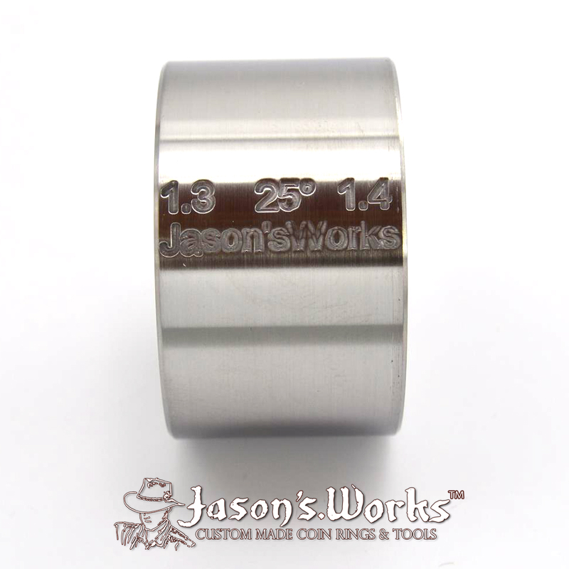 One Universal Reduction Die “Fat Tire Look” 1.3″ x 1.4″ @ 25 degrees – Coin  Ring Tools & Custom Made Coin Rings – Jason's Works