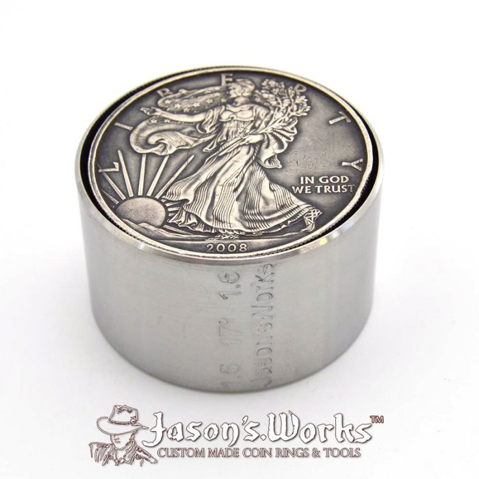 One Reduction/Folding Die Hardened Stainless Steel for U.S. Silver Eagle sized coins 1.5" x 1.6" at 17 degrees